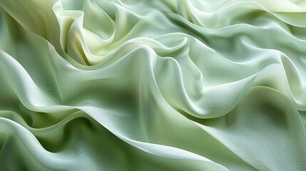 Obraz premium Abstract patterns in light green create a sense of movement and rhythm, resembling the graceful sway of underwater plants in a tranquil sea. Abstract Backgrounds Illustration, Minimalism,