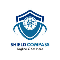 Shield compass design logo template illustration
