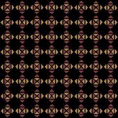 diamonds of maroon and gold hand drawn triangles. folk decorative art. black repetitive background. vector seamless pattern. geometric fabric swatch. wrapping paper. design template for textile, linen