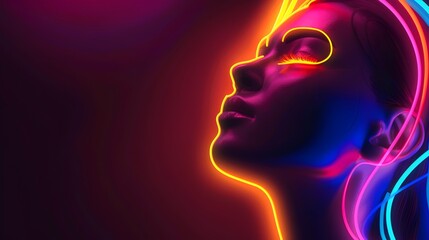 Fototapeta premium Neon Lit Abstract Face Profile in Futuristic Glow