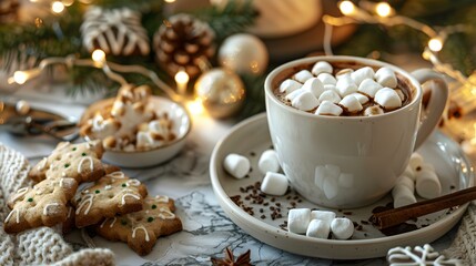 A cup of hot chocolate with marshmallows picture