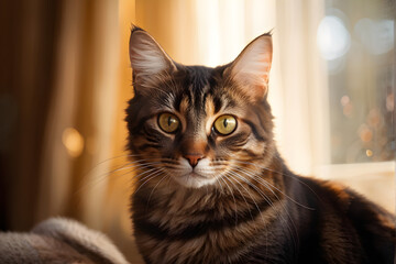 A portrait view of the cat.
