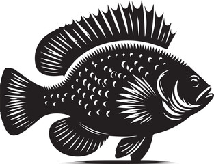 Bluegill Fish design silhouette vector art work file