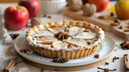 Pie with apples and cinnamon picture