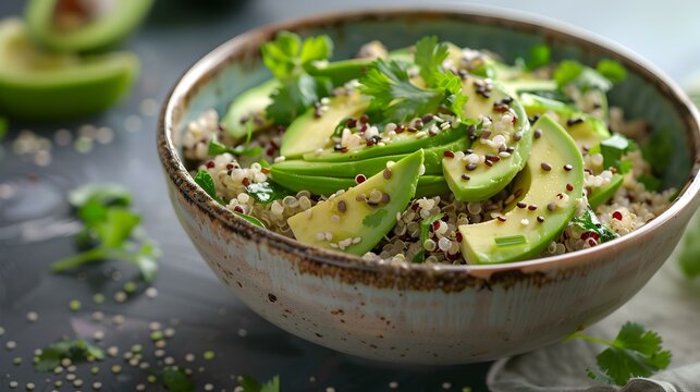 Quinoa and avocado salad in a bowl img