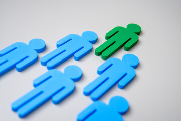 Group of human figure. Leader lead team going forward, teamwork and progress concept.