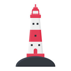 White and Red Lighthouse Design on Rock