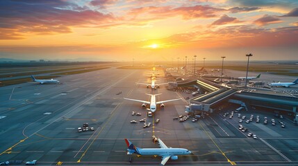The international airport overlooks a parking lot picture