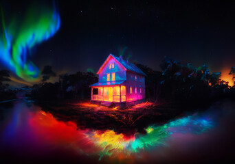 Fototapeta premium Colorful houses make a lively neighborhood.