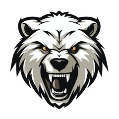 angry grizzly bear head vector art illustration isolated on white background