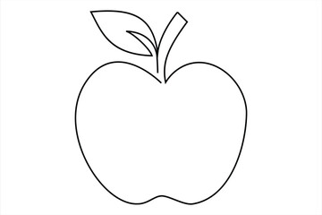Continuous one line art drawing apple outline vector art illustration