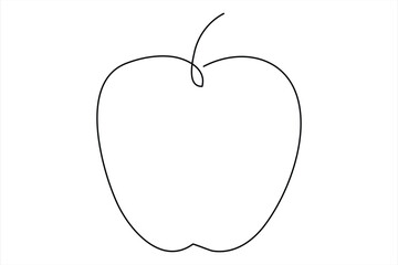 Continuous one line art drawing apple outline vector art illustration