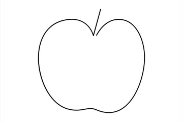 Continuous one line art drawing apple outline vector art illustration