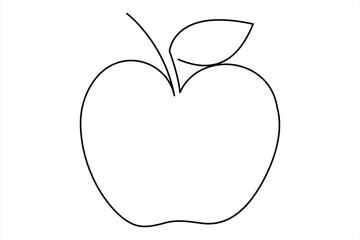 Continuous one line art drawing apple outline vector art illustration