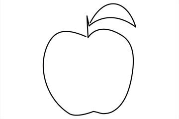 Continuous one line art drawing apple outline vector art illustration