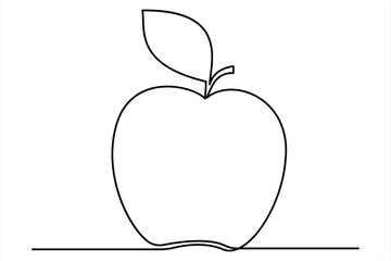 Continuous one line art drawing apple outline vector art illustration