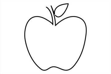 Continuous one line art drawing apple outline vector art illustration