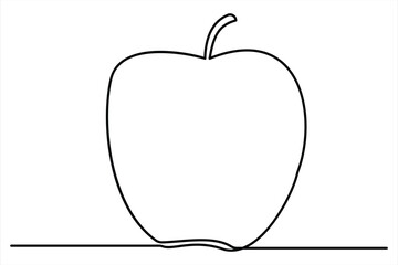 Continuous one line art drawing apple outline vector art illustration