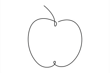 Obraz premium Continuous one line art drawing apple outline vector art illustration