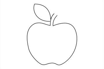 Continuous one line art drawing apple outline vector art illustration