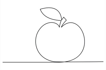 Continuous one line art drawing apple outline vector art illustration