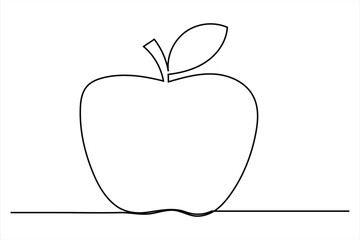Continuous one line art drawing apple outline vector art illustration