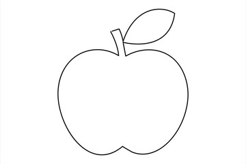 Continuous one line art drawing apple outline vector art illustration