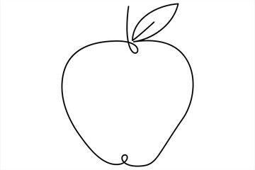 Continuous one line art drawing apple outline vector art illustration