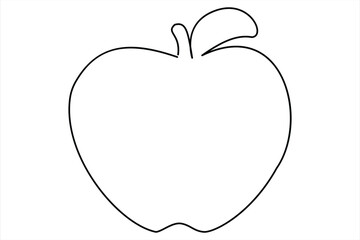 Continuous one line art drawing apple outline vector art illustration