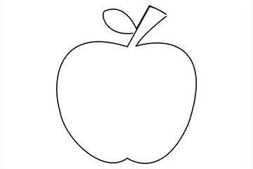 Continuous one line art drawing apple outline vector art illustration