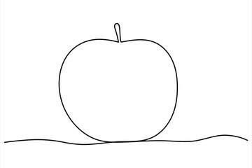 Continuous one line art drawing apple outline vector art illustration