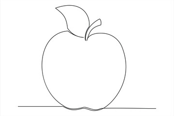 Continuous one line art drawing apple outline vector art illustration