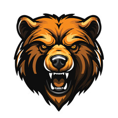 angry grizzly bear head vector art illustration isolated on white background