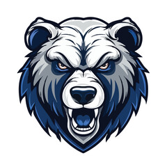 angry grizzly bear head vector art illustration isolated on white background