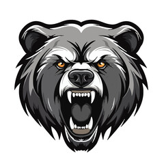 angry grizzly bear head vector art illustration isolated on white background