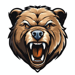 angry grizzly bear head vector art illustration isolated on white background