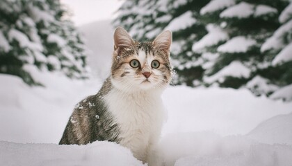 Adorable Cat Playing in the Snow: A Winter Wonderland"