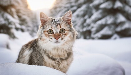 Adorable Cat Playing in the Snow: A Winter Wonderland"