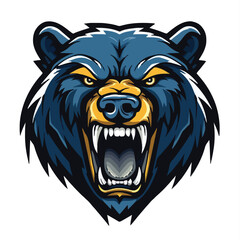 angry grizzly bear head vector art illustration isolated on white background