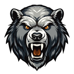 angry grizzly bear head vector art illustration isolated on white background