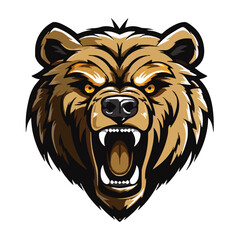 angry grizzly bear head vector art illustration isolated on white background