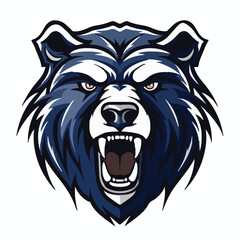 angry grizzly bear head vector art illustration isolated on white background