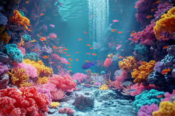 Naklejka premium Explore the incredible underwater world. Discover the stunning beauty of coral reefs and the amazing marine life that inhabit them.