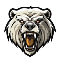 angry grizzly bear head vector art illustration isolated on white background