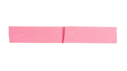Top view of wrinkled or crumpled pink adhesive vinyl tape or cloth tape in stripe shape isolated in png file format