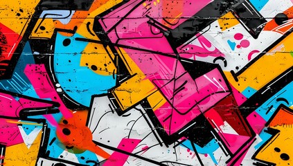 Colorful Abstract Graffiti Enhancing Urban Space with Energy and Vibrancy