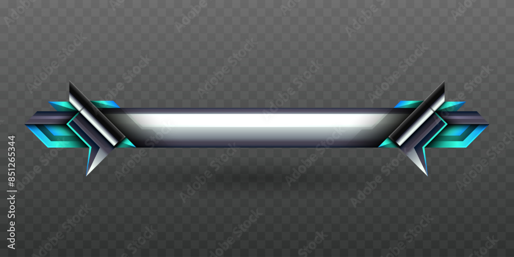 Wall mural futuristic metallic game title lower third banner for game ui designs