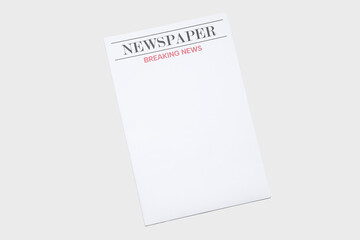 Blank newspaper on white background