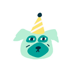 Tiny Dog Face in a Birthday Cap
