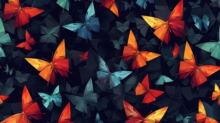 Abstract Butterfly Pattern in Red, Yellow, and Blue